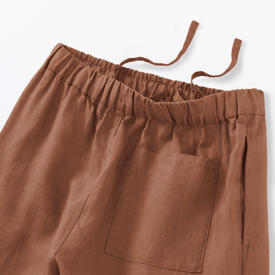W's Washed linen Easy wide pants Charcoal greyXS