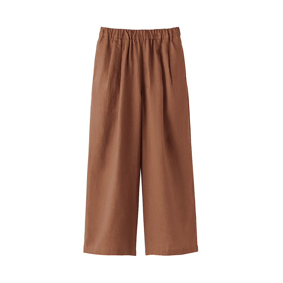 W's Washed linen Easy wide pants Charcoal greyXS