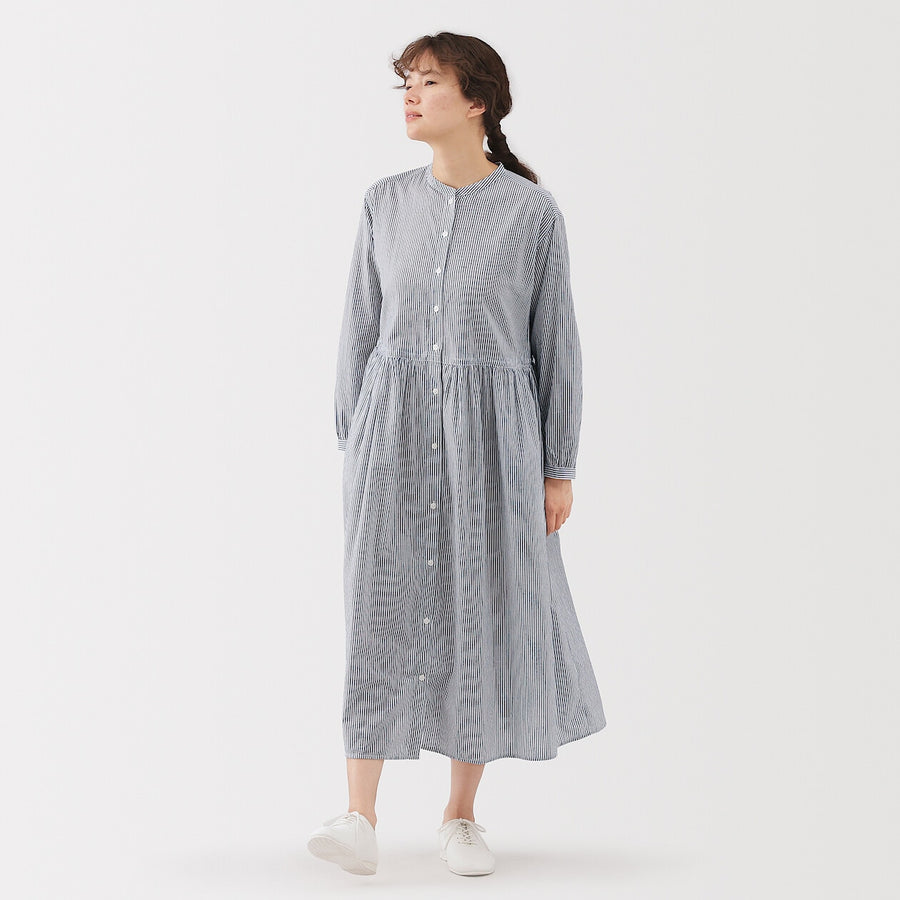 Buy MUJI Women's Cotton Voile Long Sleeve Dress Buy MUJI Women's Cotton Voile Long Sleeve Dress