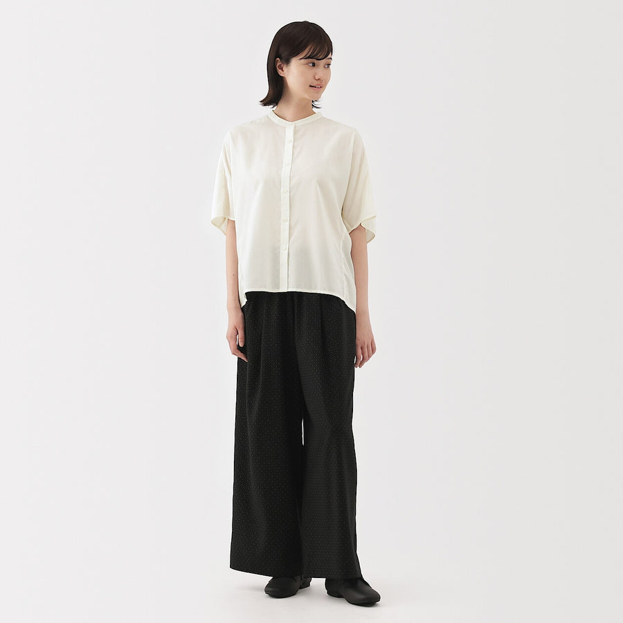 W's Lyocell blended 1/2 sleeve blouse Off whiteXS