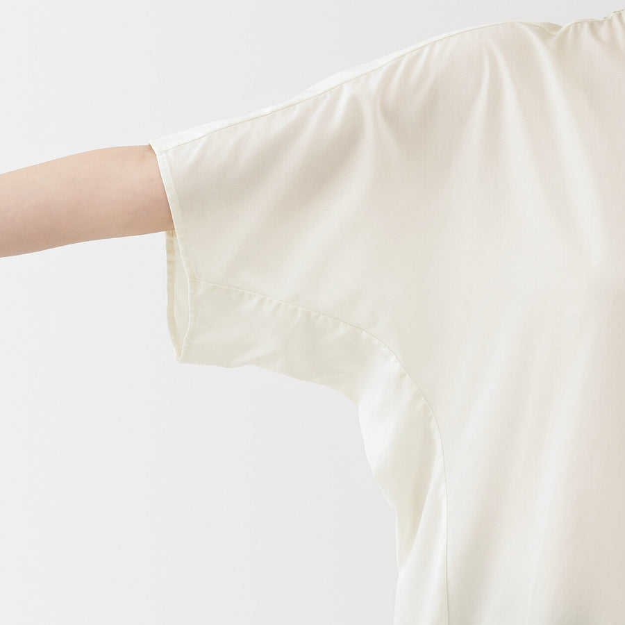 W's Lyocell blended 1/2 sleeve blouse Off whiteXS