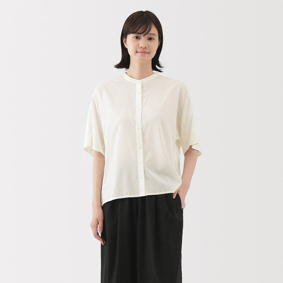 W's Lyocell blended 1/2 sleeve blouse Off whiteXS
