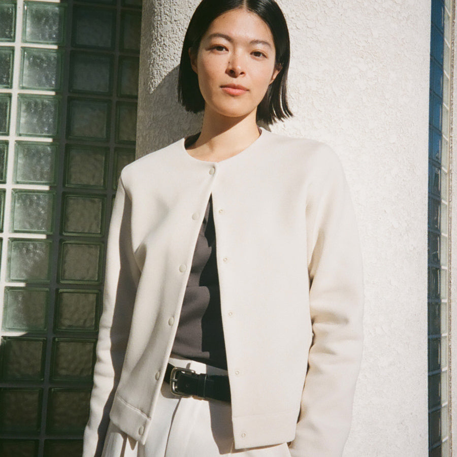 Double Knit Crewneck Sweatshirt Cardigan