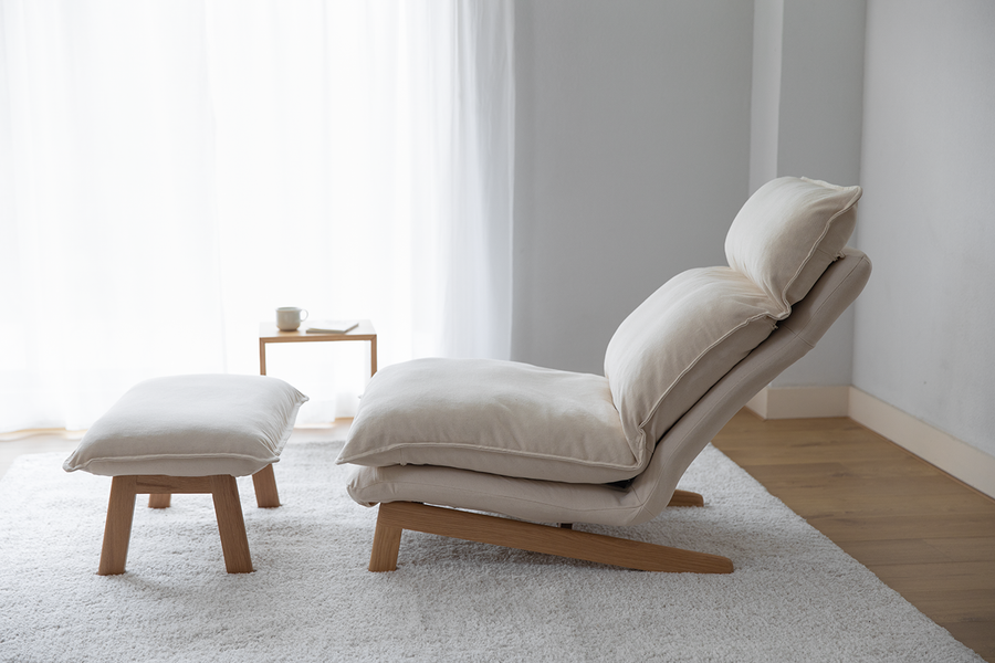 High-Back Reclining Sofa Ottoman with Plain Weave Cover