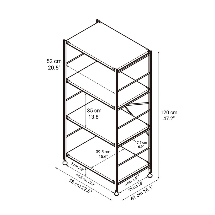 Oak Stainless Steel Unit Shelf Set - Medium