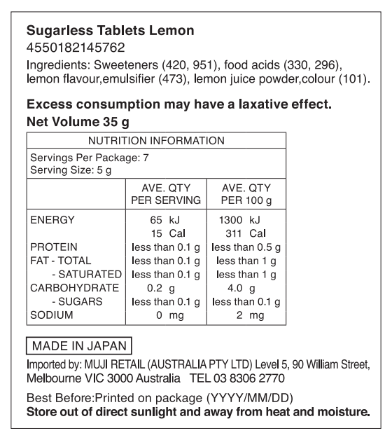 Sugarless Lemon Tablets (35g)