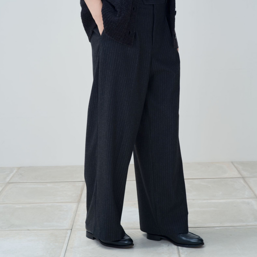 Stretch Brushed Pleated Wide Pants