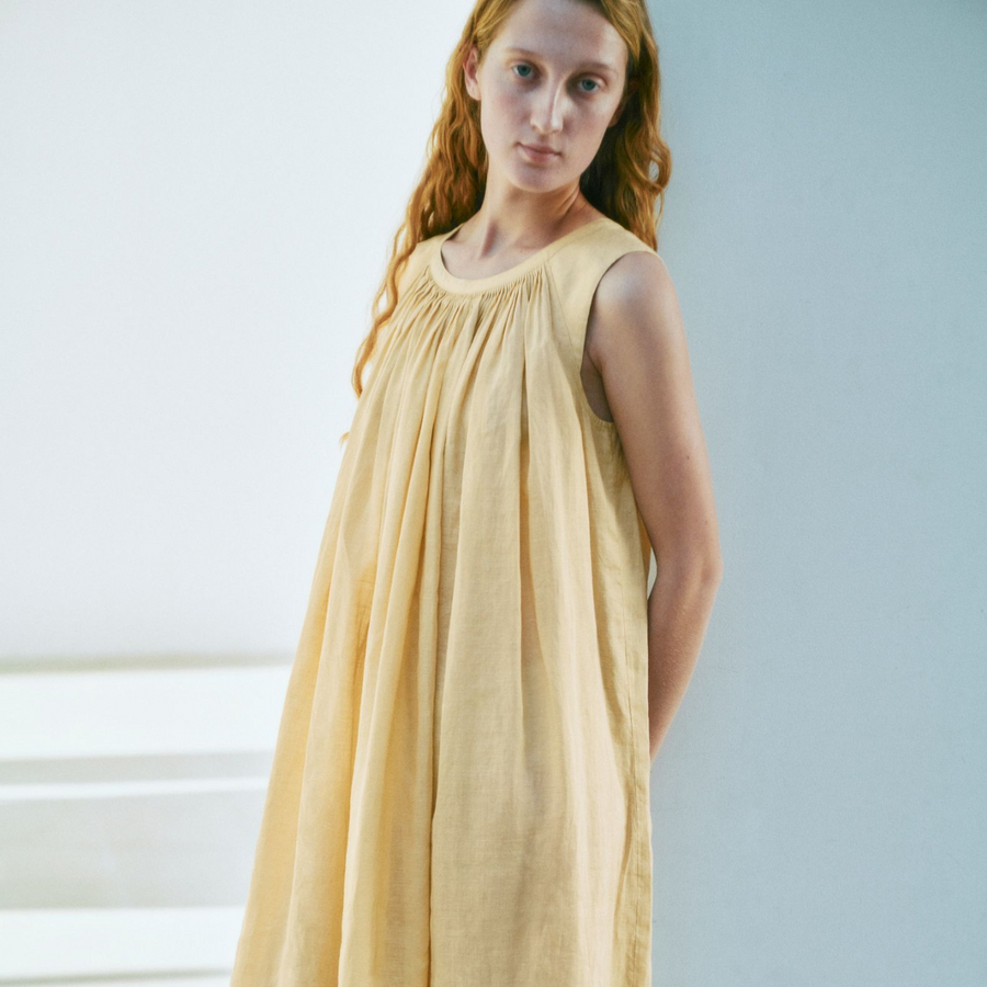 MUJI Labo Ramie Sleeveless Tucked Dress