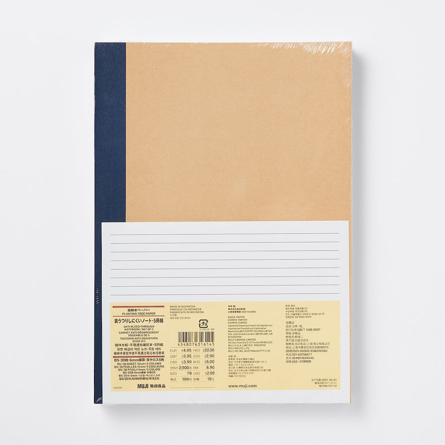 Set of 5 Notebooks - B5 Lined (30 Sheets)