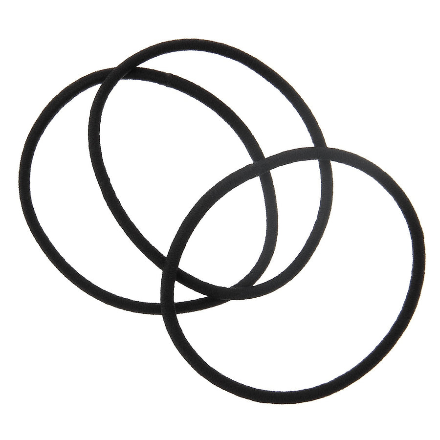 Thin Rubber Hair Bands - Black (3 Pack)