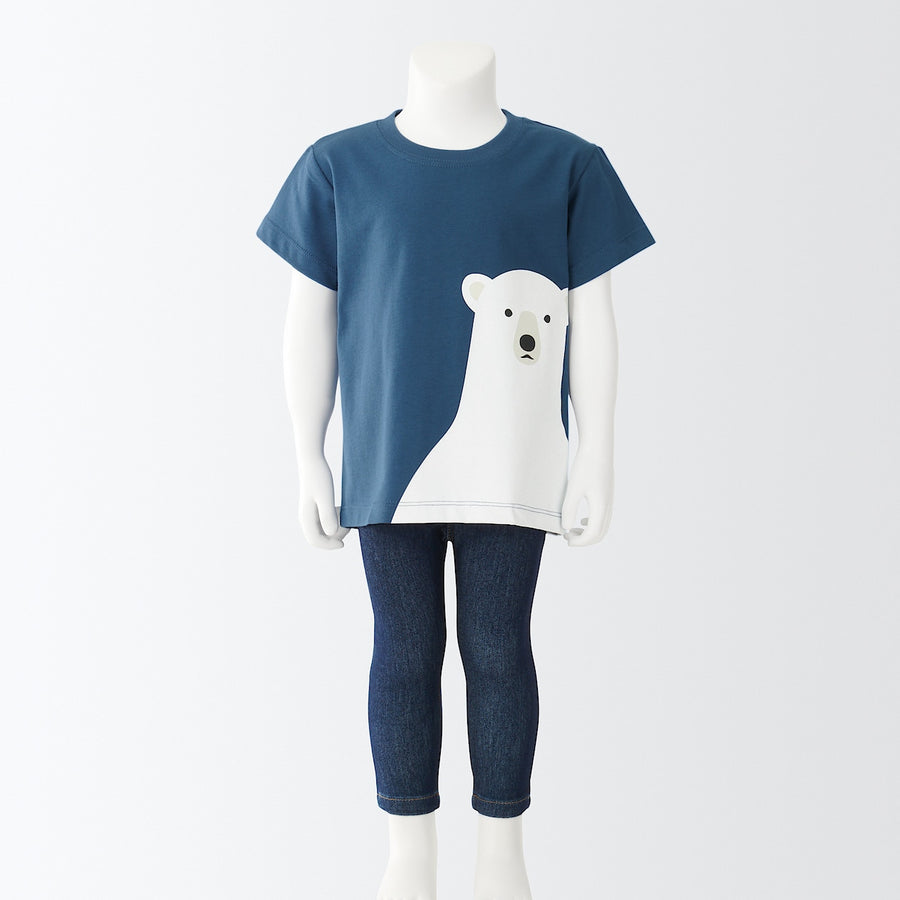 Cotton Jersey Short Sleeve Animal Print T-Shirt - Collection 4 (1-4Y) - MUJI Australia