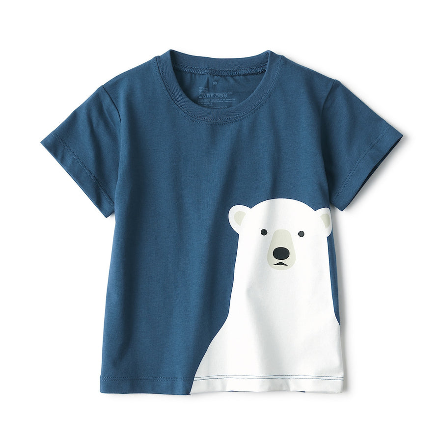 Cotton Jersey Short Sleeve Animal Print T-Shirt - Collection 4 (1-4Y) - MUJI Australia